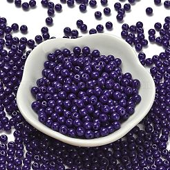 不透明色のガラスシードビーズ  ラウンド  インディゴ  4.5x3.5mm  穴：1mm  約4500個/ポンド&nbsp;SEED-C001-02B-01