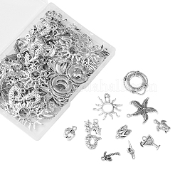 100Pcs 10 Style Ocean Theme Tibetan Style Alloy Pendants&nbsp;TIBEP-CJ0001-70