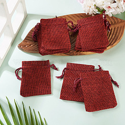 20Pcs Rectangle Polyester Imitation Burlap Packing Pouches Drawstring Bags&nbsp;ABAG-TA0001-96C
