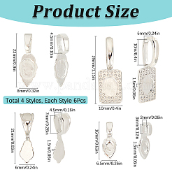 24Pcs 4 Style Rack Plating Brass Glue-on Flat Pad Bails&nbsp;KK-SC0004-50