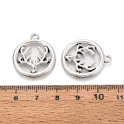 合金のチベット風チャーム  鹿のチャーム  カドミウムフリー＆鉛フリー  アンティークシルバー  25x22x2.5mm  穴：2mm&nbsp;TIBE-N014-15AS