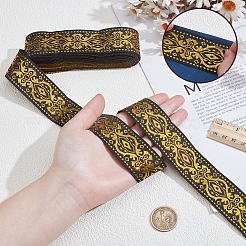 ヴィンテージジャカードポリエステルリボン  刺繍入りの織りリボン  衣類用アクセサリー  ゴールド  1-1/4インチ（33mm）  約7.66ヤード（7m）/ pc&nbsp;OCOR-WH0109-341A