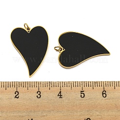 イオンプレーティング（IP）304ステンレスペンダント  エナメルと丸カン付き  ハートチャーム  ゴールドカラー  25x18x1.5mm  穴：2.5mm&nbsp;STAS-O003-09G