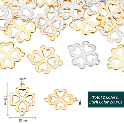 40Pcs 2 Colors 201 Stainless Steel Connector Charms&nbsp;STAS-UN0051-73