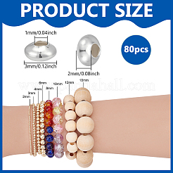 925スターリングシルバースペーサービーズ  ロンデル  銀  3x2mm  穴：1mm  80pc&nbsp;STER-PH0003-83A