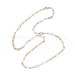 4MM Two Tone 304 Stainless Steel Paperclip Chain Necklaces&nbsp;NJEW-JN05621