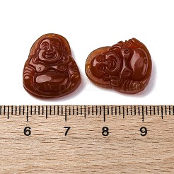 天然石カーネリアンペンダント  染め＆加熱  仏のチャーム  17.5x15.5x5mm  穴：1mm&nbsp;G-K348-04