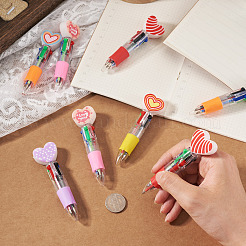 15Pcs 5 Colors Plastic Heart-Shaped Multi-Color Ballpoint Pen&nbsp;AJEW-TA0005-79