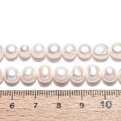 天然養殖淡水パールビーズ連売り  研磨両側  乳白色  6~8x6~8.5x4~7mm  穴：0.6mm  約25~26個/連  6.89~7.09インチ（17.5~18cm）&nbsp;PEAR-N027-04B