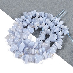 Natural Blue Lace Agate Chip Beads Strands&nbsp;G-E271-73-A