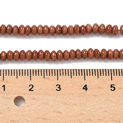 合成ゴールドストーン金砂石ビーズ連売り  ロンデル  4.5x2.5mm  穴：0.8~1mm  約166個/連  14.96インチ（38cm）&nbsp;G-K343-C52-01B