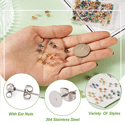 80Pcs 8 Style 304 Stainless Steel Stud Earring Findings&nbsp;STAS-PJ0001-40
