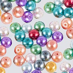 ガラスパールビーズ  ラウンド  ミックスカラー  10mm  穴：1~1.5mm&nbsp;HY-PH0008-10mm-01M