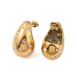 Ion Plating(IP) 304 Stainless Steel with Rhinestone Stud Earrings for Women&nbsp;EJEW-N055-19G