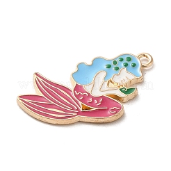 合金エナメルチャーム  ライトゴールド  人魚のチャーム  カメリア  30x20x2mm  穴：1.8mm&nbsp;ENAM-E064-03KCG