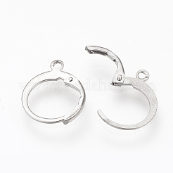 変色しにくい304ステンレススチールフレンチフックピアス金具  カン付き  ステンレス鋼色  14.5x12x1.5mm  穴：1.2mm  ピン：0.5mm&nbsp;STAS-S073-01
