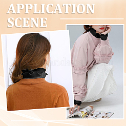 取り外し可能なシフォンシャツ レディース つけ襟 1枚  ネックライントリム DIY 衣服アクセサリー  取り外し可能なコットンスリーブ1組付き  ブラック  365x355x4mm&nbsp;AJEW-CY0001-38B