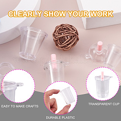 Diyキーホルダー作成キット  ミルクティー＆コーラ＆ビールカップ型プラスチックペンダント20個  鉄製スプリットキーホルダー40個＆丸カン  プラチナ  38x34x59mm  60個/セット&nbsp;DIY-KS0001-14