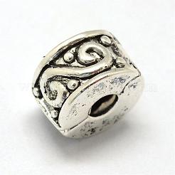合金ヨーロピアンスタイルクラスプ  コラム  アンティークシルバー  9x6mm  穴：3mm&nbsp;PDLC-R001-06AS