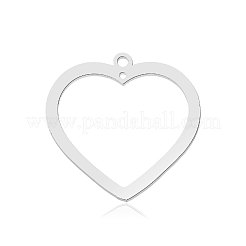 変色しない201ステンレススチールペンダント  ハート  ステンレス鋼色  23x24x1mm  穴：1.6mm＆1mm&nbsp;STAS-N090-LA868-1