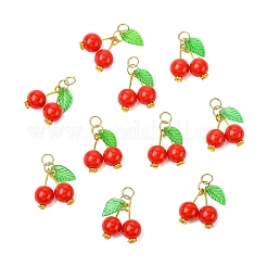 アクリルチェリーペンダント50個  304ステンレススチール製金具付き  ゴールドカラー  レッド  30mm  50個/セット&nbsp;PALLOY-CJ00164