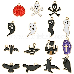 60Pcs 15 Styles Halloween Theme Alloy Enamel Pendants&nbsp;FIND-FS0002-89