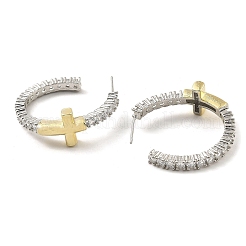 Rack Plating Brass Cross Stud Earrings&nbsp;EJEW-H117-03GP