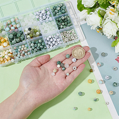 420Pcs Natural & Synthetic Mixed Gemstone Round Beads with 40Pcs Iron Rhinestone Spacer Beads&nbsp;DIY-ME0001-16