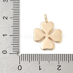 真鍮チャーム  クローバー  丸カン付き  ゴールドカラー  20x15x1.5mm  穴：3mm&nbsp;LS-KK-Z107-08G