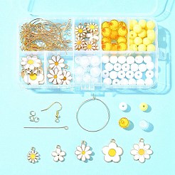 DIY Alloy Enamel Flower & Acrylic Beads Dangle Earring Making Kits&nbsp;DIY-FS0006-31