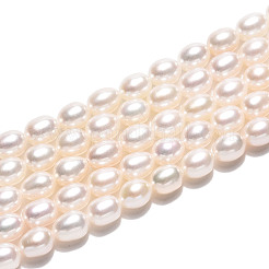 天然養殖淡水パールビーズ連売り  ライス  グレード4ab  乳白色  5~6.5x4.5~5mm  穴：0.5mm  約69~70個/連  15.55~15.75インチ（39.5~40cm）&nbsp;PEAR-N024-05-4AB