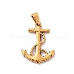 PVD真空メッキ201ステンレススチールペンダント  チャームアンカー  ゴールドカラー  26.5x25x2.5mm  穴：7x3.5mm&nbsp;STAS-K250-12A