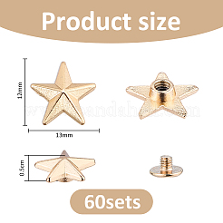 60 Bags Star Zinc Alloy Convexity Rivets Set&nbsp;FIND-FH0018-30LG