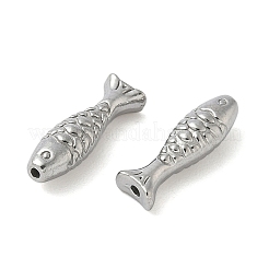 304ステンレススチールビーズ  魚  変色防止  ステンレス鋼色  14.5x4.5x4mm  穴：1mm&nbsp;STAS-F320-15C-P