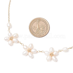 Brass Flower Link Chain Necklace&nbsp;NJEW-TA00196