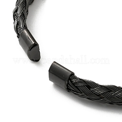 304ステンレススチールワイヤーラップカフバングル  電気泳動黒  内径：2-1/8インチ（5.5cm）&nbsp;BJEW-E079-02EB