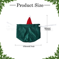 クリスマス帽子 ベルベット 巾着袋  クリスマスプレゼント用  グリーン  19x17cm&nbsp;ST-CJ0001-01B