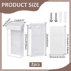 アクリル製屋外パンフレットホルダー  壁掛け収納ボックス  長方形  ホワイト  250x110x53mm&nbsp;AJEW-WH0077-047A