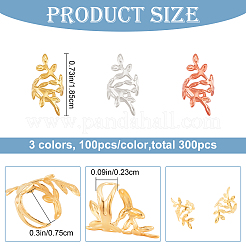 300色の鉄製ドレッドヘア編みビーズ3個  ヘアスタイリング用  葉  ミックスカラー  2.3~18.5mm  内径：7.5mm  100個/カラー&nbsp;FIND-CP0001-51