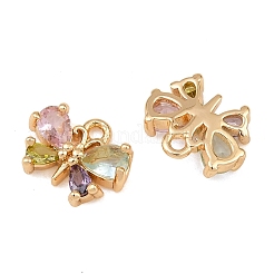 Brass Micro Pave Colorful Cubic Zirconia Charms&nbsp;CU-CBA804C-21G