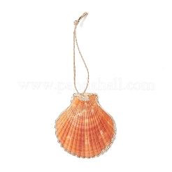 Electroplate Multicolor Sea Shell Pendant Decorations&nbsp;HJEW-JM04622