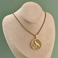 201 Stainless Steel Hollow Hummingbird Pendant Box Chain Necklaces for Women Men&nbsp;NJEW-M086-05G