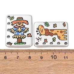 不透明なプリントアクリルパーツ  長方形チャーム  ミックスカラー  29.5x23x3.5mm  穴：2.4mm&nbsp;AC-CBA8274-01