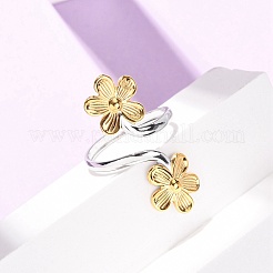 304 Stainless Steel Open Cuff Rings for Women&nbsp;RJEW-K321-03C