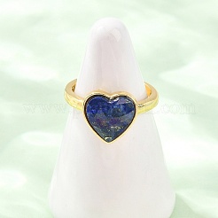 Natural Lapis Lazuli Finger Rings with Brass Findings&nbsp;G-H353-03G-02