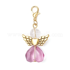Transparent Glass Heart Angel Pendant Decorations&nbsp;HJEW-JM04410
