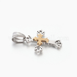 新しいギフトメンズ201ステンレススチールクロスペンダント  ミックスカラー  25x18x3.5mm  穴：5x6.5mm&nbsp;STAS-F010-67