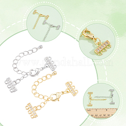 4Pcs 2 Colors Brass Micro Pave Clear Cubic Zirconia Ends with Chains&nbsp;FIND-BBC0005-22A