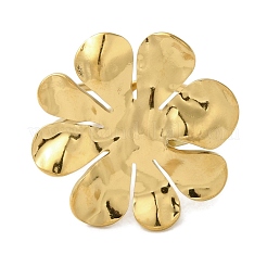 Ion Plating(IP) 304 Stainless Steel Flower Open Cuff Rings for Women&nbsp;RJEW-Z053-11G