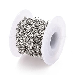 変色防止304ステンレススチール製スターリンクアズキチェーン  ハンダ付け  スプールで  ステンレス鋼色  3x2x0.5mm&nbsp;CHS-E006-02P